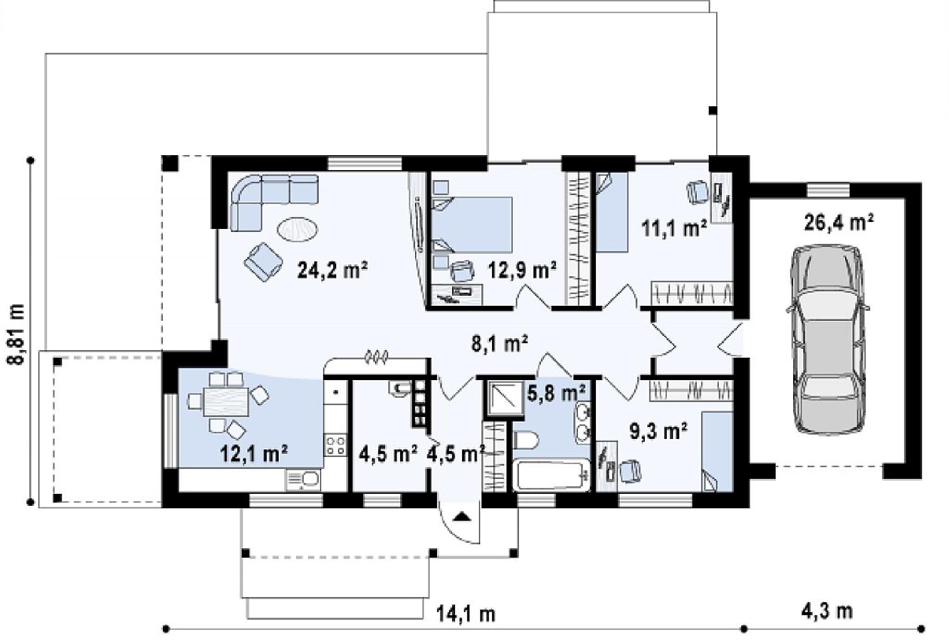 Планировка проекта дома №z258 gp Z258_GP_rzut1.png