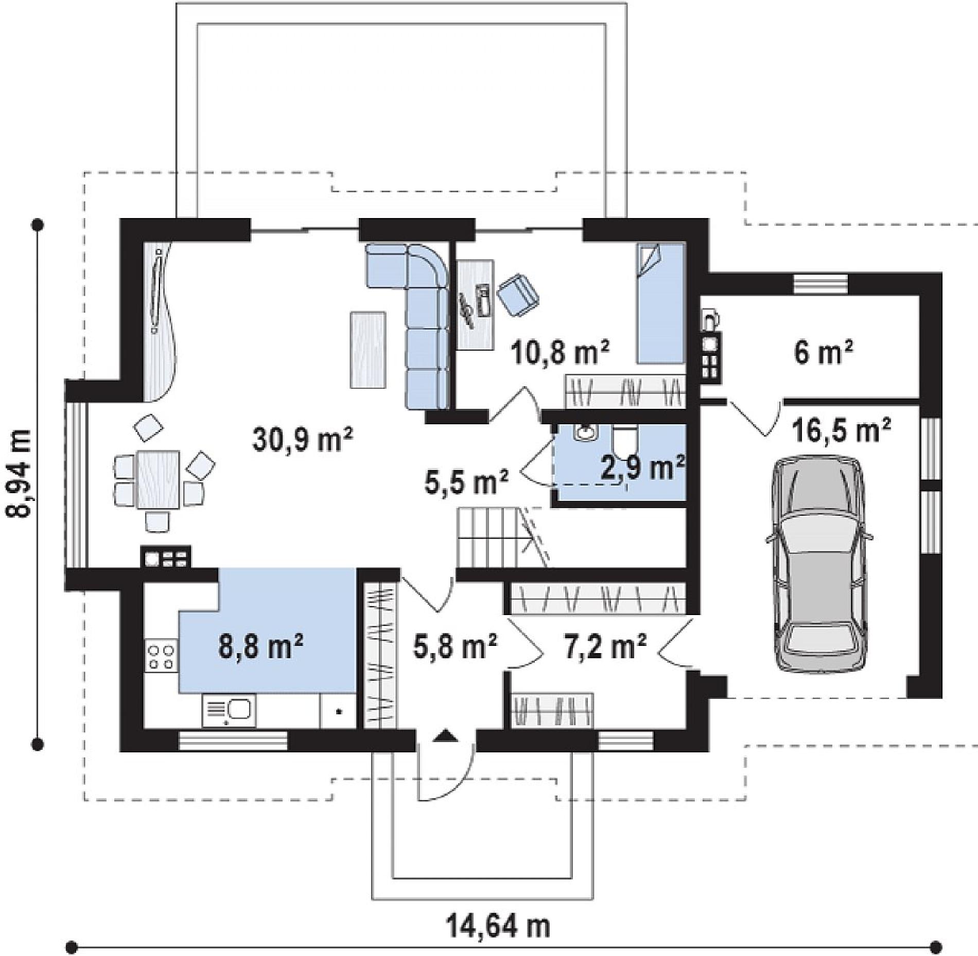 Планировка проекта дома №z263 Z263_rzut1.png