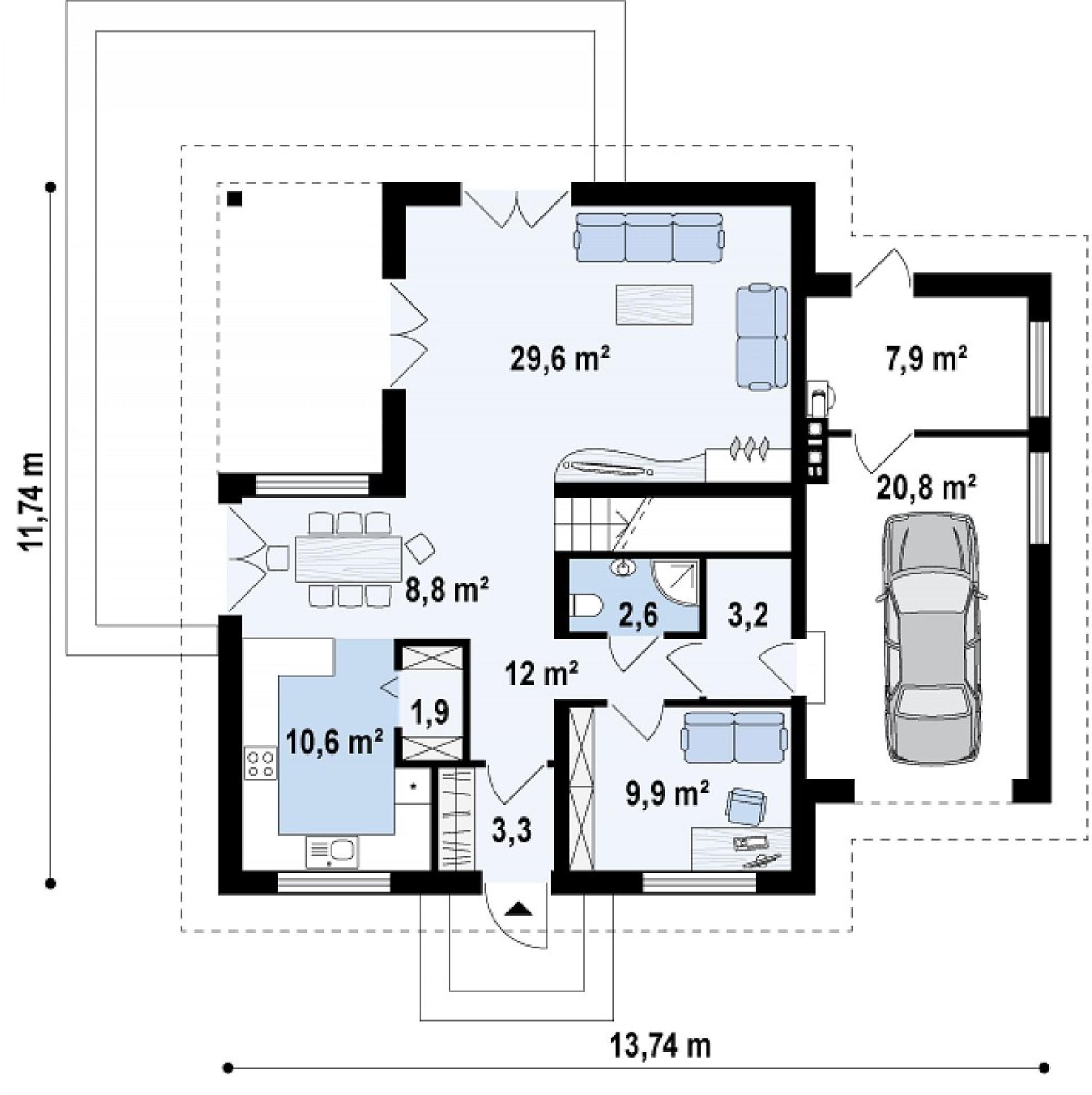 Планировка проекта дома №z283 Z283_rzut1.png