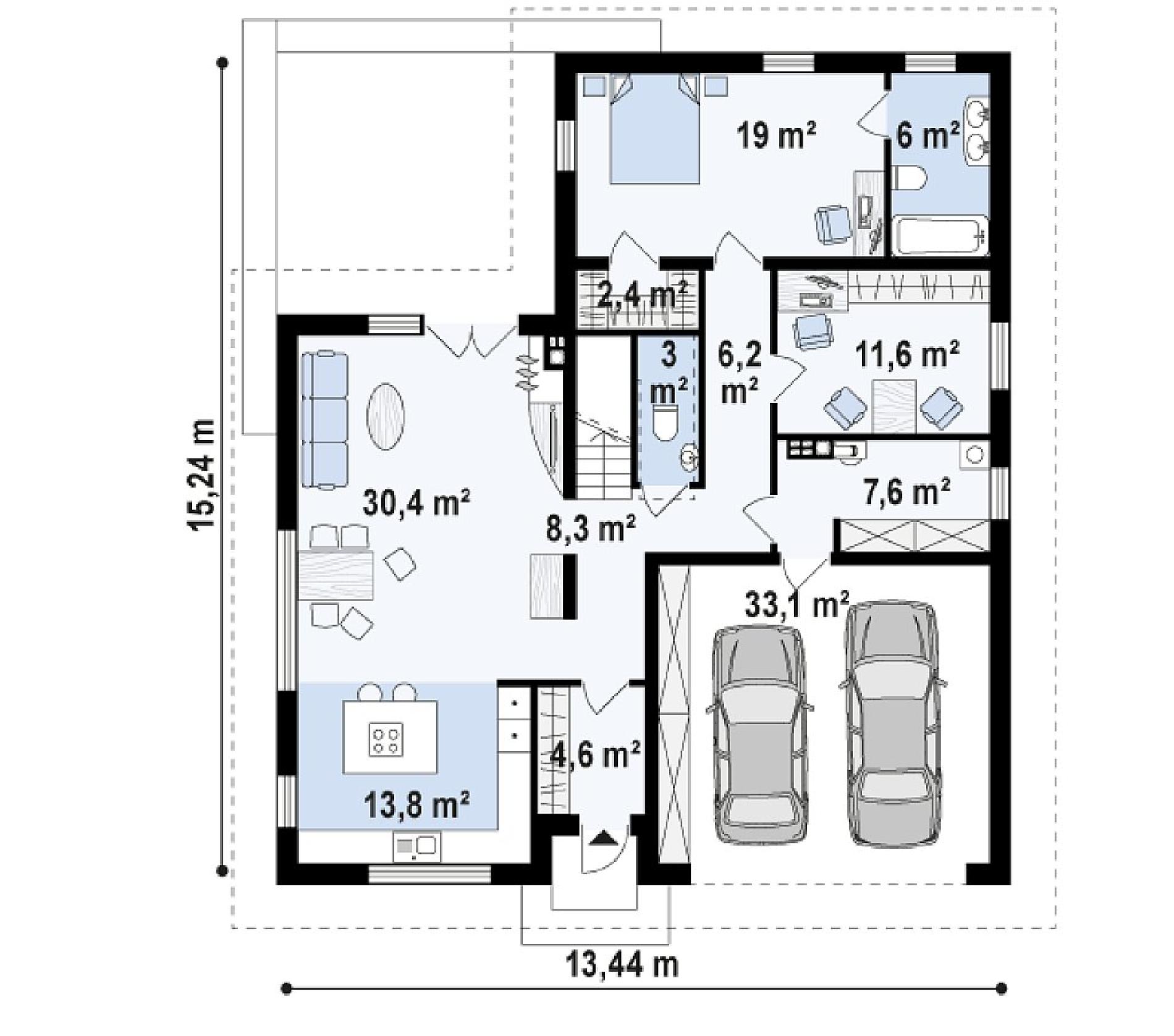 Планировка проекта дома №z306 Z306_rzut1.png