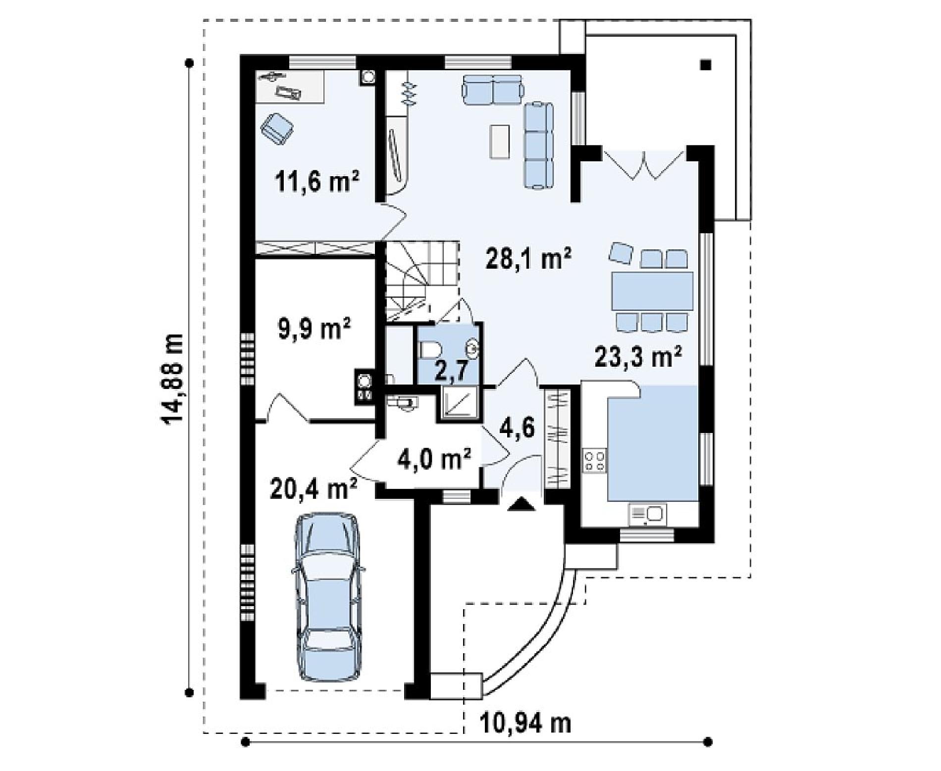 Планировка проекта дома №z49 Z49_rzut1.png