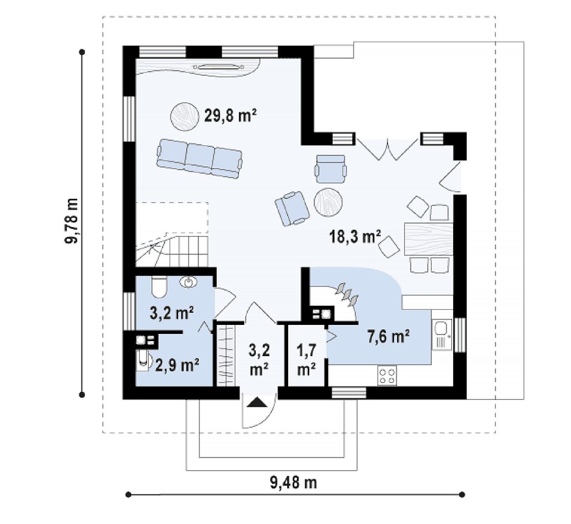 Планировка проекта дома №z62 Z62_rzut1.png