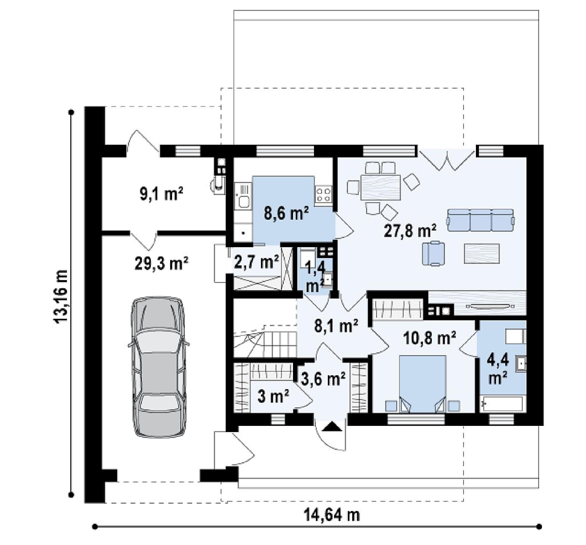 Планировка проекта дома №zx121 Zx121_rzut1.png