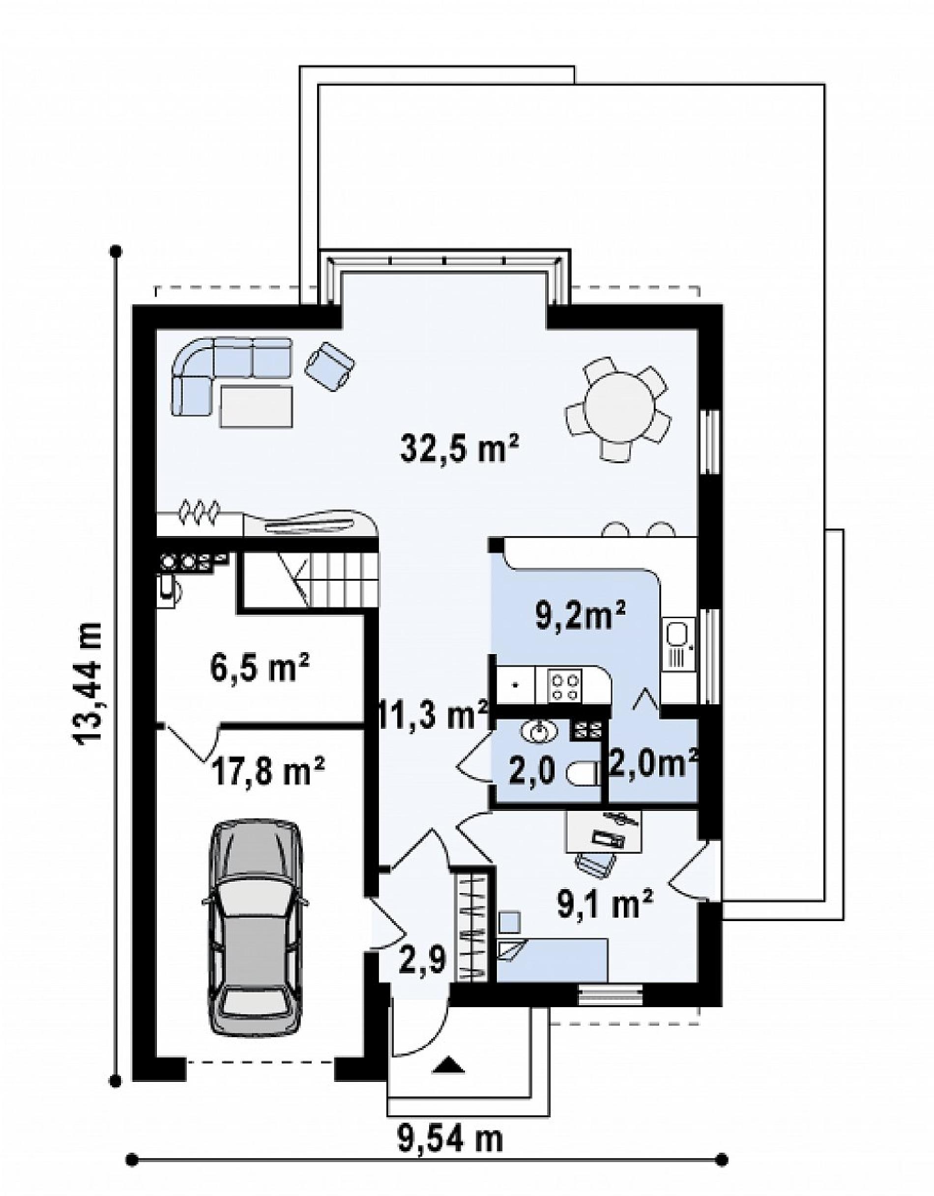 Планировка проекта дома №zx44 Zx44_rzut1.png