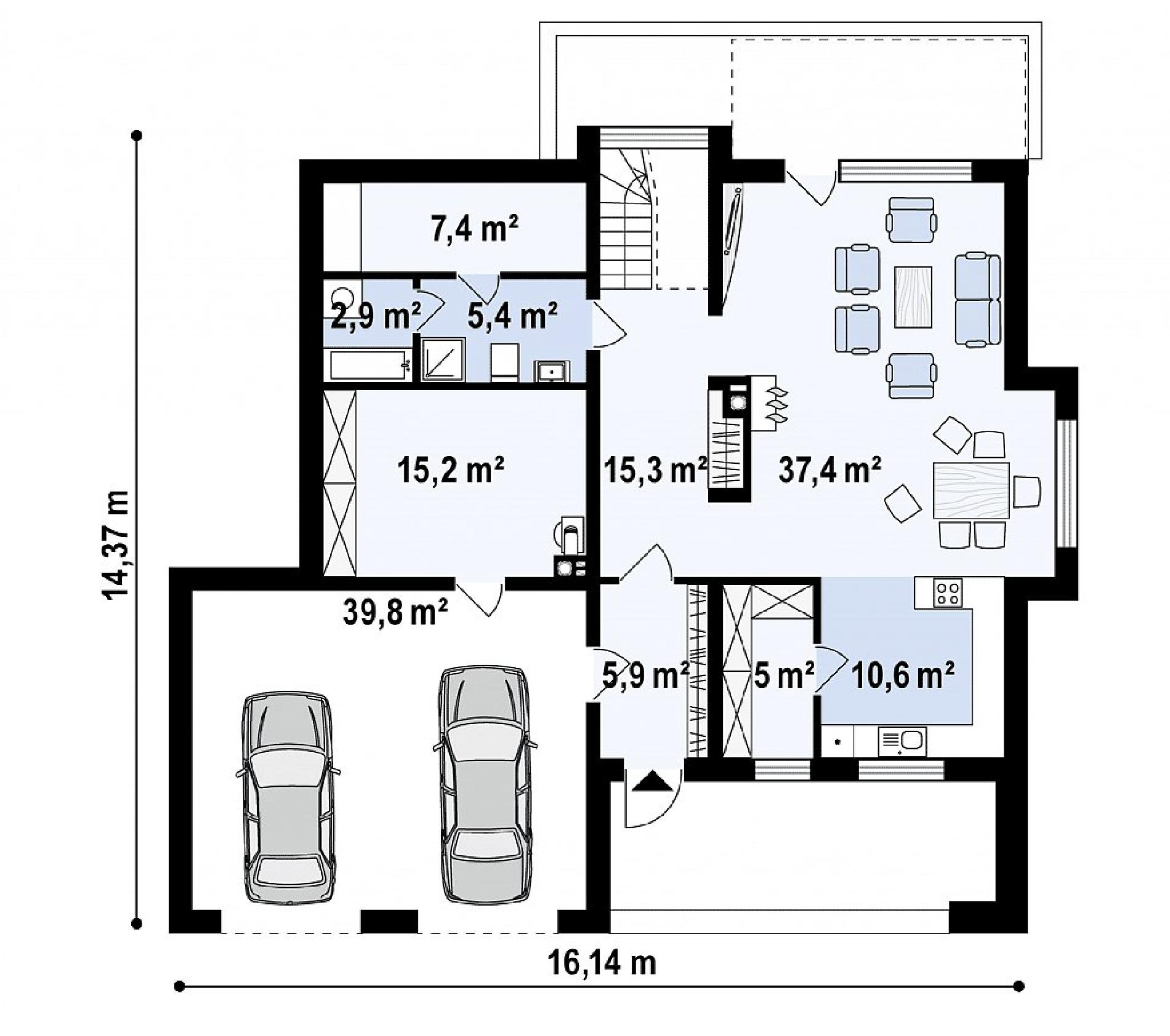 Планировка проекта дома №zx62 Zx62_rzut1.png